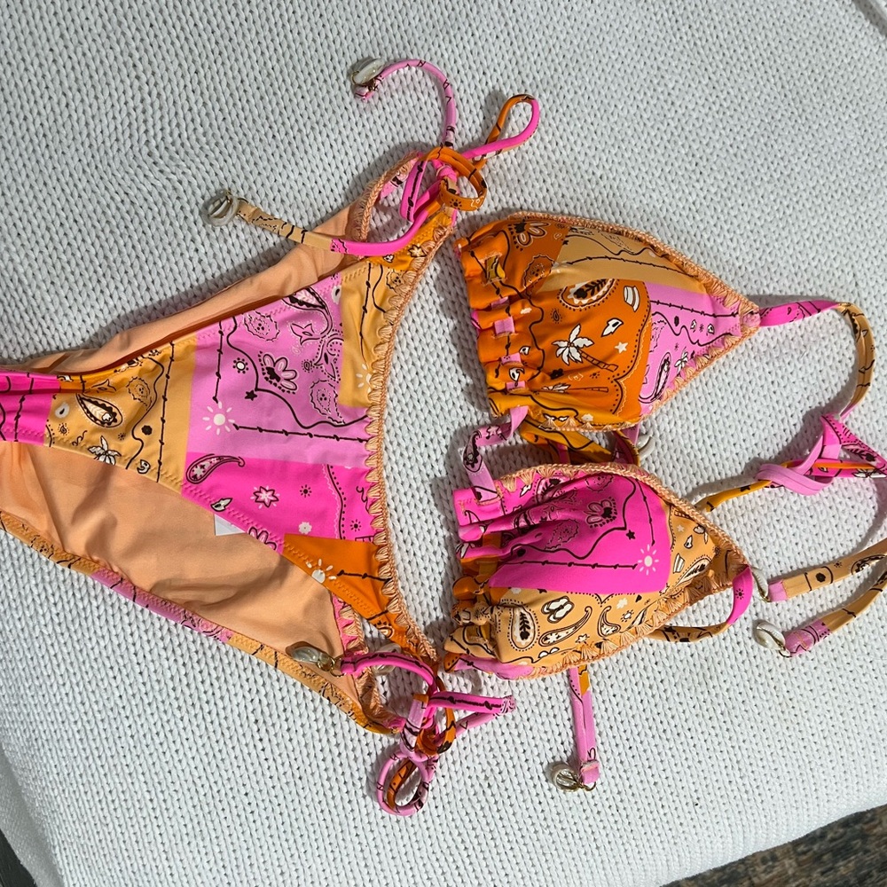 Aerie Pink and Orange Bandana Bikini